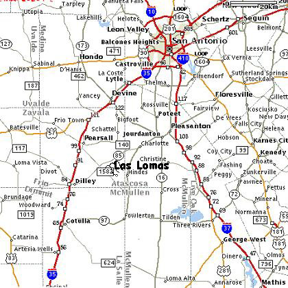 Highway map to Las Lomas Ranch